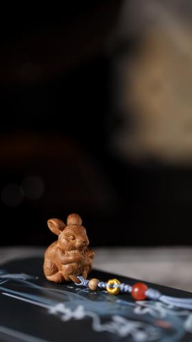 【青山特惠】老山檀 丰收兔 钥匙扣 手把件 s2