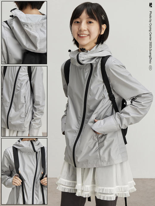 CryingCenter城市机能银色软户外冲锋外套防泼水防风登山徒步风衣 商品图0