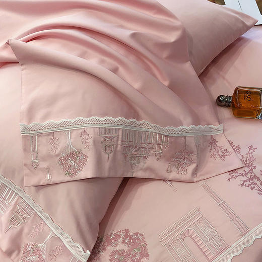 【床上用品】新款100S时尚澳棉纯色绣花轻奢床单款四件套 商品图1