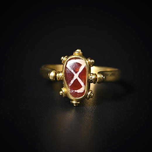 镶蚀红玉髓“∞”纹戒指 商品图5