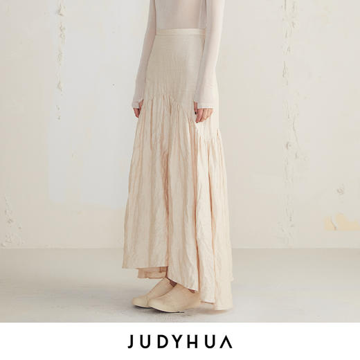 JUDYHUA 麻质弧线皱褶设计款半裙 商品图1