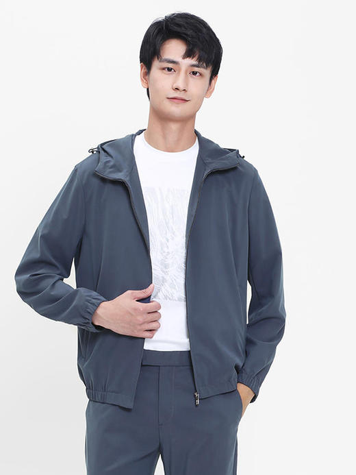 callisto蓝色砂洗亲肤莫代尔连帽夹克  SRFEJ096Y 商品图0