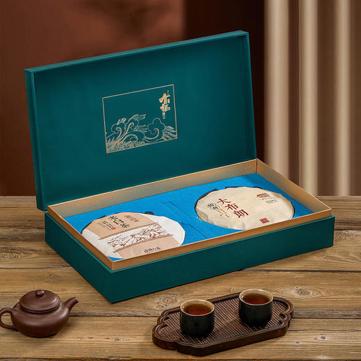 「双饼礼盒装！送礼佳品」茶叶礼盒装 普洱茶熟茶饼福鼎老白茶饼组合茶饮 商品图1