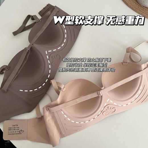 两件超值装【两种穿法 无痕小聚蛋Bra】网红款果冻小胸聚拢，无钢圈外扩文胸罩，显大收副乳防下垂，3D立体圆球杯，零感软支撑，半杯设计穿衣更好看 商品图5