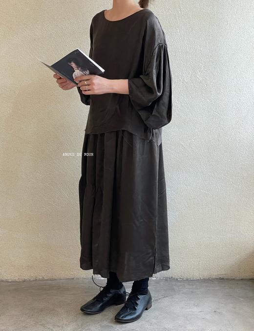 elsa esturgie 法式铜氨丝折纸艺术袖口设计T恤上衣 商品图2