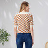 EITIE爱特爱夏季新款时尚气质棋盘格通勤翻领短款短袖针织衫B2301114 商品缩略图10