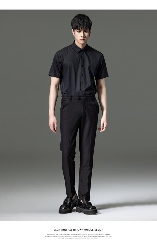 PINLI品立2023夏季新款纯色商务短袖衬衫竹纤维男士上衣休闲衬衣GD232113293——GDV232113293 商品图1