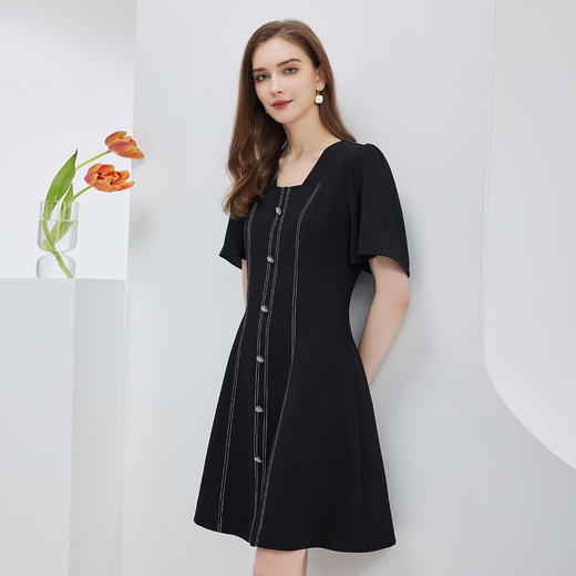 NF8V2斯尔丽瑟俪2023春夏时尚新款手工绣线收腰小A大方荷叶袖型连衣裙 商品图2