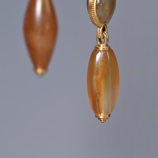 辽代赤焰玛瑙+汉代绿松石耳环 商品图2