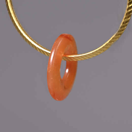 清代红玛瑙平安扣千足金耳环 商品图4