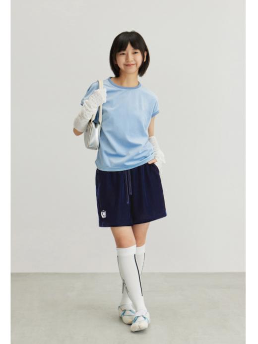 CryingCenter 海军蓝丝绒垂感运动休闲复古学院刺绣短裤 商品图1