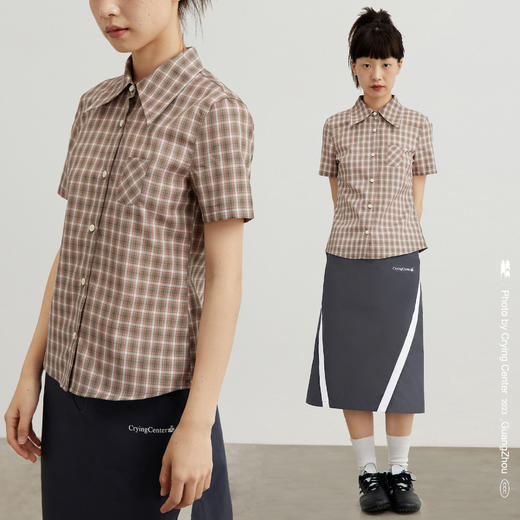 CryingCenter 可盐可甜的法式简约复古千禧格子衬衫 哭喊中心 商品图2