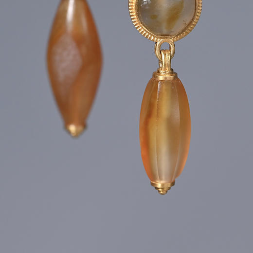 辽代赤焰玛瑙+汉代绿松石耳环 商品图3