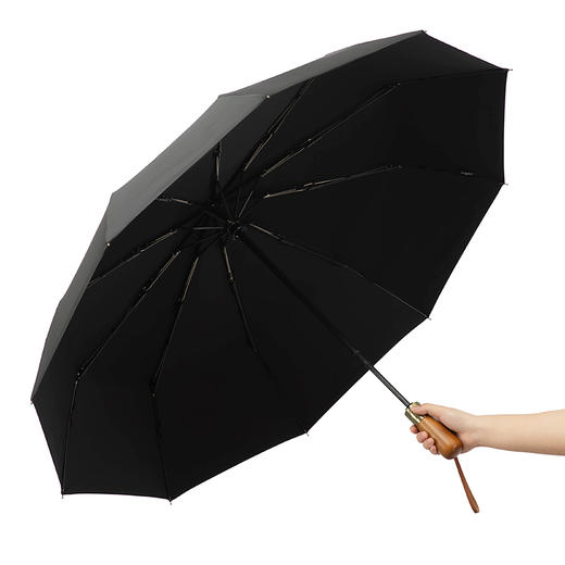 【原木折叠自动伞 抗风骨架大伞面】左都木柄全自动雨伞 单手一键开伞 高密度伞布 优选 商品图4