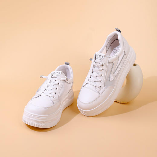 Safiya/索菲娅2023新品春夏百搭透气网面松糕厚底休闲板鞋 SF31112438 商品图0