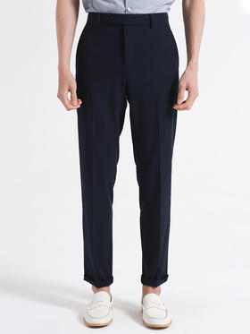 callisto藏青聚酯纤维混纺休闲裤 SSCPW049C