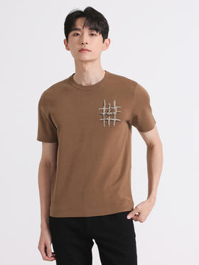 callisto咖啡色棉混纺T恤 SSTSS145C