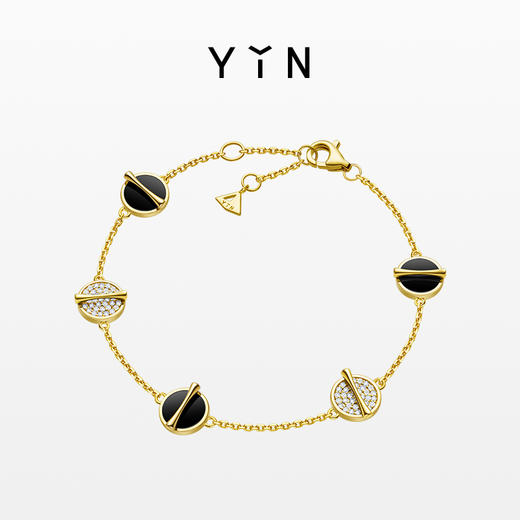 「因」系列 黄金比黑玛瑙钻石手链 商品图0