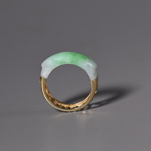 清代翡翠戒面“长富贵”金戒指 商品图0