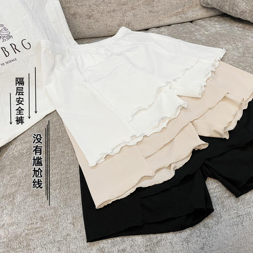 【软糯纯欲，无尴尬线，隐藏三角区】夏季新款防走光遮挡隔层安全裤女外穿大码宽松三分冰丝螺纹打底裤 商品图0