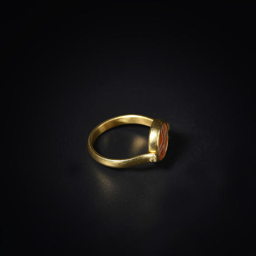 镶蚀红玉髓双线十字戒指 商品图4