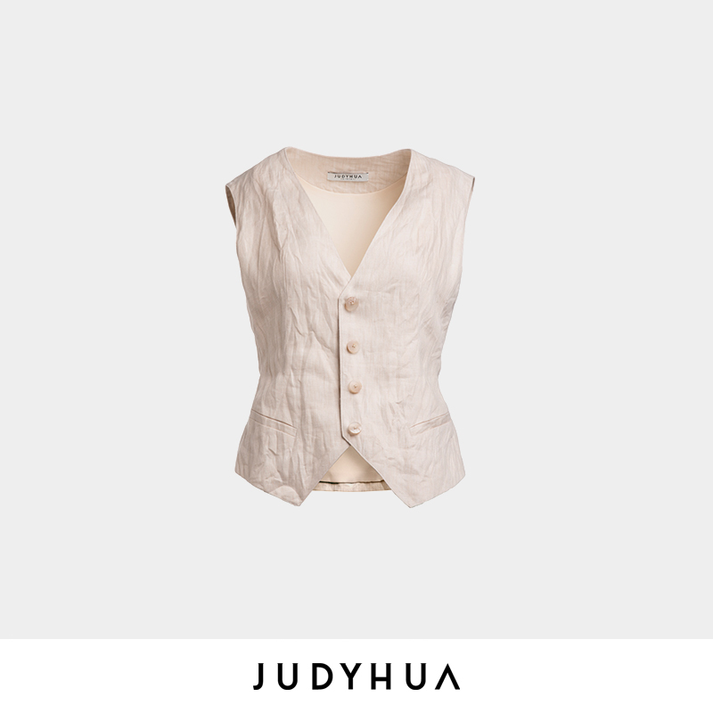 JUDYHUA 麻质极简设计款马甲