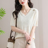 V领冰丝针织短袖t恤，夏装新款薄款鸡心领上衣洋气半袖小衫CC-SY8333 商品缩略图7