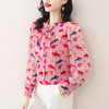 粉色飘带蝴蝶结衬衫，春秋小众甜美上衣仙气雪纺衫花色衬衣KQL-E253N8027 商品缩略图1
