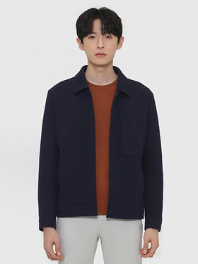 callisto藏青弹力针织翻领夹克 FRFEJ105C