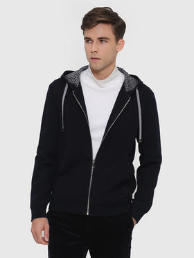 callisto藏青弹力针织连帽夹克 FRFEJ122C