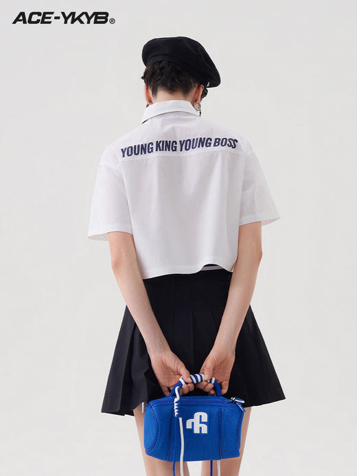 YKYB 23SS复古学院风短款衬衫女撞色领带可拆卸上衣休闲百搭潮 商品图3