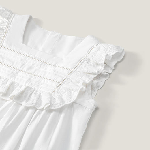 英氏女童T恤23新款夏季方领套衣纯棉短袖花边上衣衬衫YRTCJ2P284A 商品图1