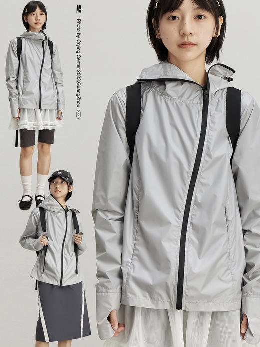 CryingCenter城市机能银色软户外冲锋外套防泼水防风登山徒步风衣 商品图2