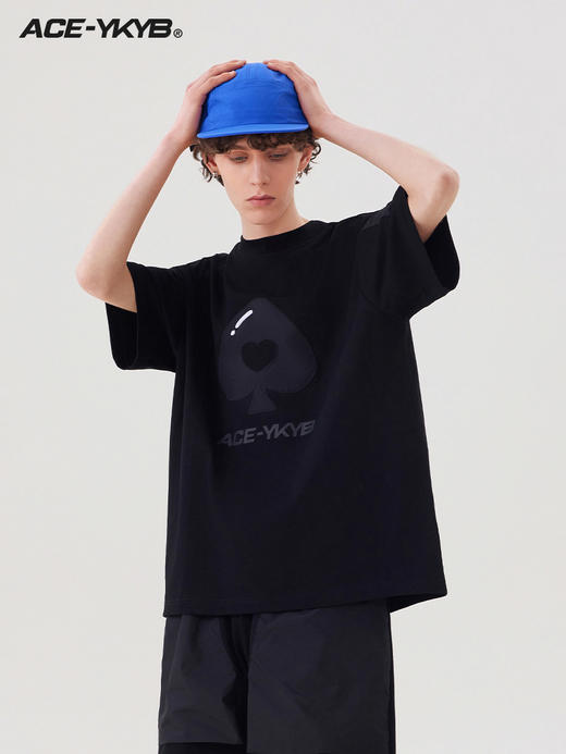 YKYB 23SS黑桃贴布字母短袖T恤爱心重磅廓形宽松休闲上衣潮流夏 商品图2