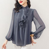 法式洋气，优雅荷叶边仿真丝衬衫春新款女装感别致长袖衬衣KQL-E253N8029 商品缩略图3