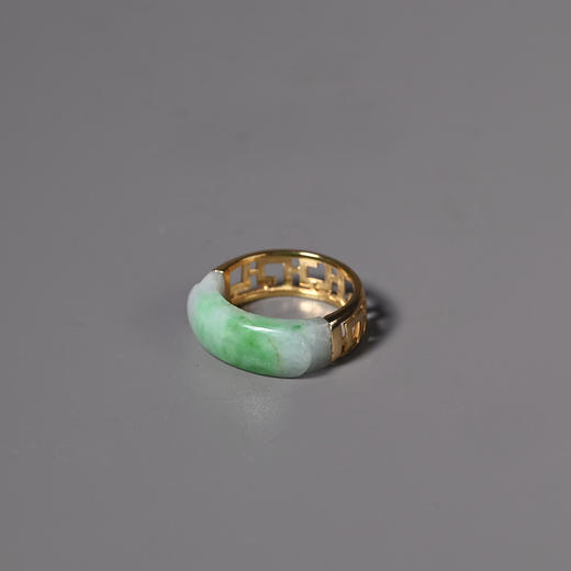 清代翡翠戒面“长富贵”金戒指 商品图3