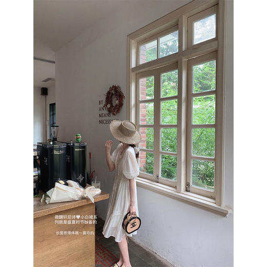 金蘑菇菇【微醺轩尼诗】A/B版泡泡袖俏皮复古连衣裙天丝小白裙 商品图3