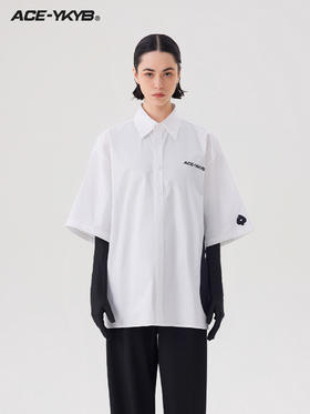 YKYB 23SS斜纹梭织撞色印花短袖衬衫男女廓形宽松休闲外套上衣