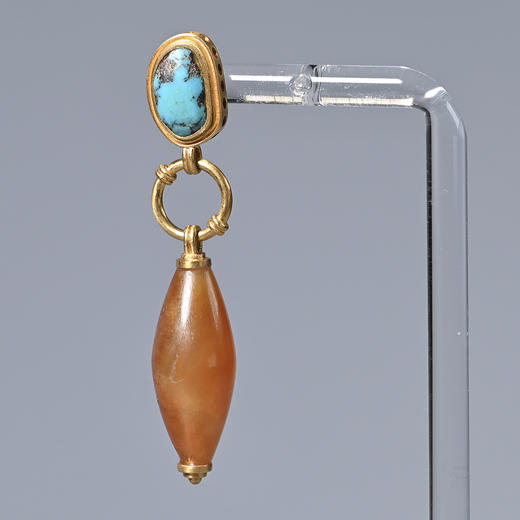 辽代赤焰玛瑙+汉代绿松石耳环 商品图6