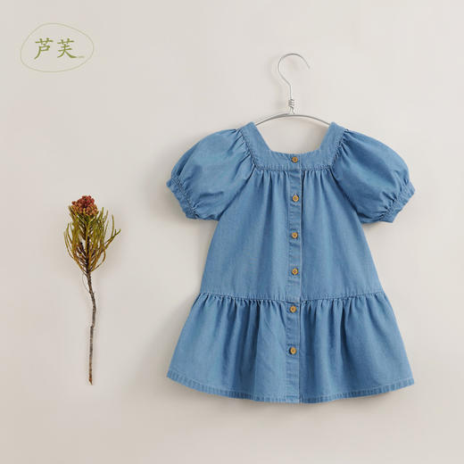 【马克珍妮 芦芙】新款夏装 女童方领纯棉牛仔连衣裙230790 商品图3