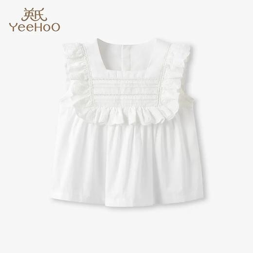 英氏女童T恤23新款夏季方领套衣纯棉短袖花边上衣衬衫YRTCJ2P284A 商品图0