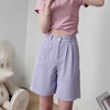 【五分裤口袋款马卡龙西装短裤】女夏季薄款运动休闲裤松紧高腰直筒裤 商品缩略图11