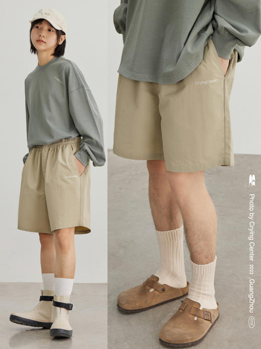 CryingCenter 奶油大地色日系简约橡筋宽松短裤运动热裤 哭喊中心 商品图1