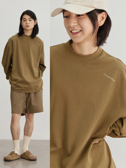 CryingCenter 日系简约色和肩一样斜的字母印花长袖T恤 哭喊中心 商品图3