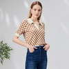 EITIE爱特爱夏季新款时尚气质棋盘格通勤翻领短款短袖针织衫B2301114 商品缩略图8