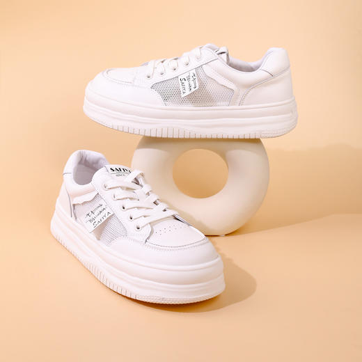 Safiya/索菲娅2023春季新品潮流百搭镂空网面松糕厚底休闲板鞋 SF31112436 商品图10