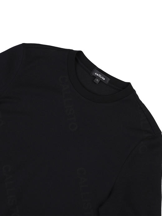 callisto黑色字母提花莫代尔棉圆领长袖T恤 FRTSL028C 商品图1