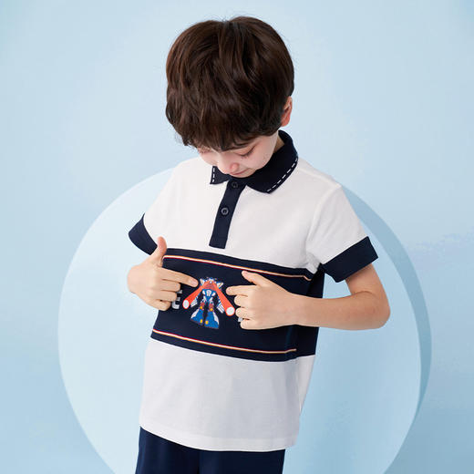 mettekids男童短袖t恤夏季儿童卡通上衣中大童帅气凉感polo衫童装 商品图2