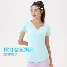 VOVOS防晒收腰小V领瑜伽健身T恤VTX8030