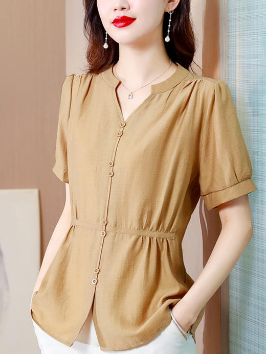 SMZ3906 气质雪纺衬衫女装夏季新款2023显瘦收腰妈妈高端洋气高端小衫上衣 商品图0